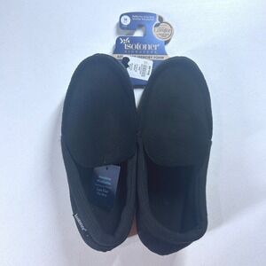 Isotoner Mens Medium 8-9 Black Slippers Advanced‎ Memory Foam Eco Comfort NEW